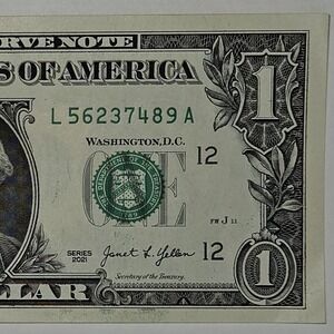 Scrambled Ladder One USD 56237489 Fancy SN (2-9) Uncirculated Series 2021 (B262)